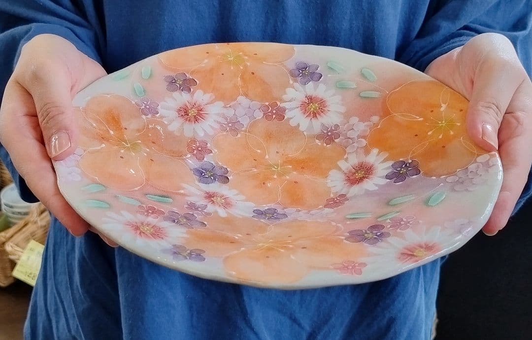 【新品・未使用】工房ゆずりは　紅彩京花　パスタ皿　カレー皿　陶器　食器　料理