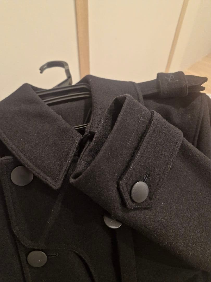 [超美品] YSL イヴ・サンローラン 濃紺 ウール ピーコート