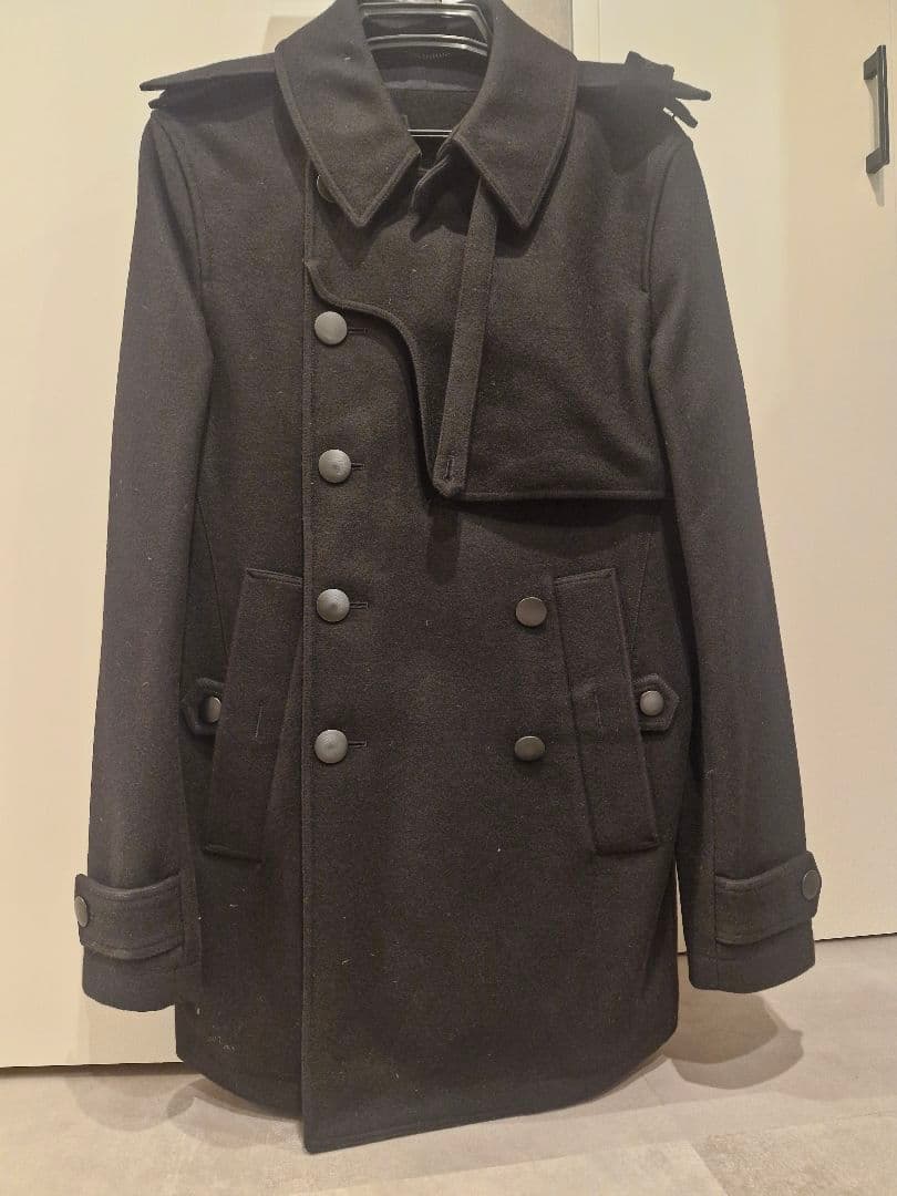 [超美品] YSL イヴ・サンローラン 濃紺 ウール ピーコート