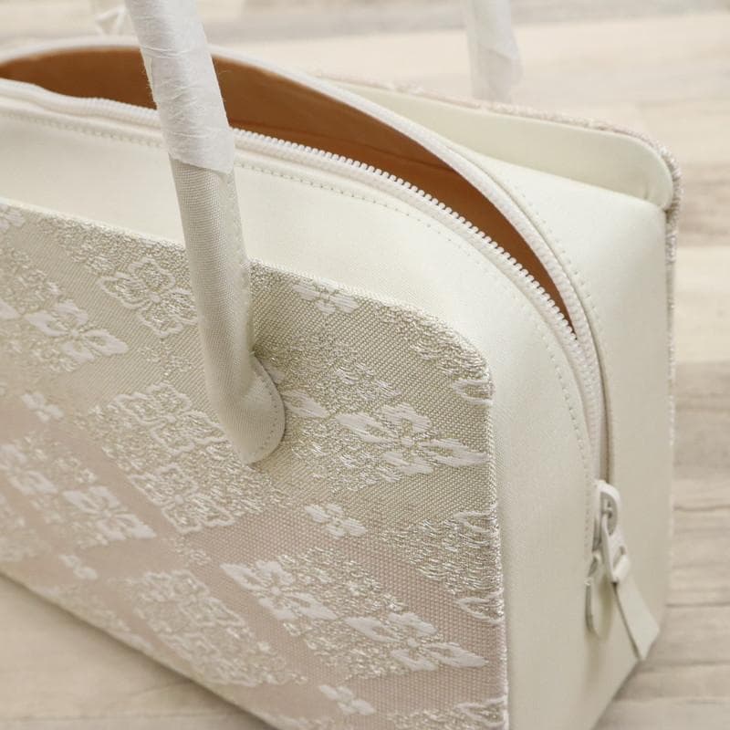 《和装バッグ◆花しおり 有職菱文様 利休バッグ アイボリー　礼装用◆Z9-12》