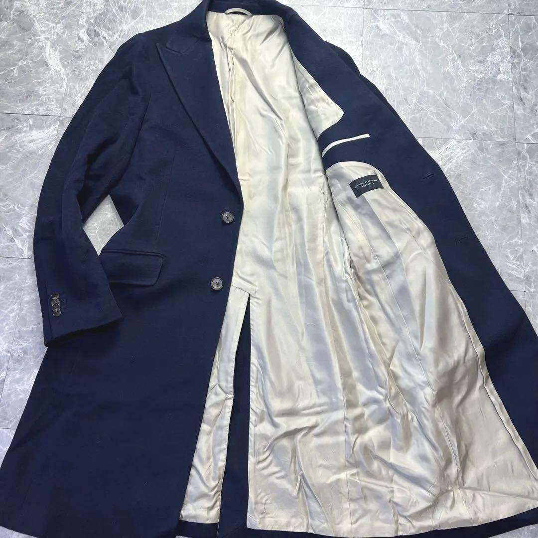 美品　キャメル100% ユニバーサルランゲージ　チェスターコート ロング　XL