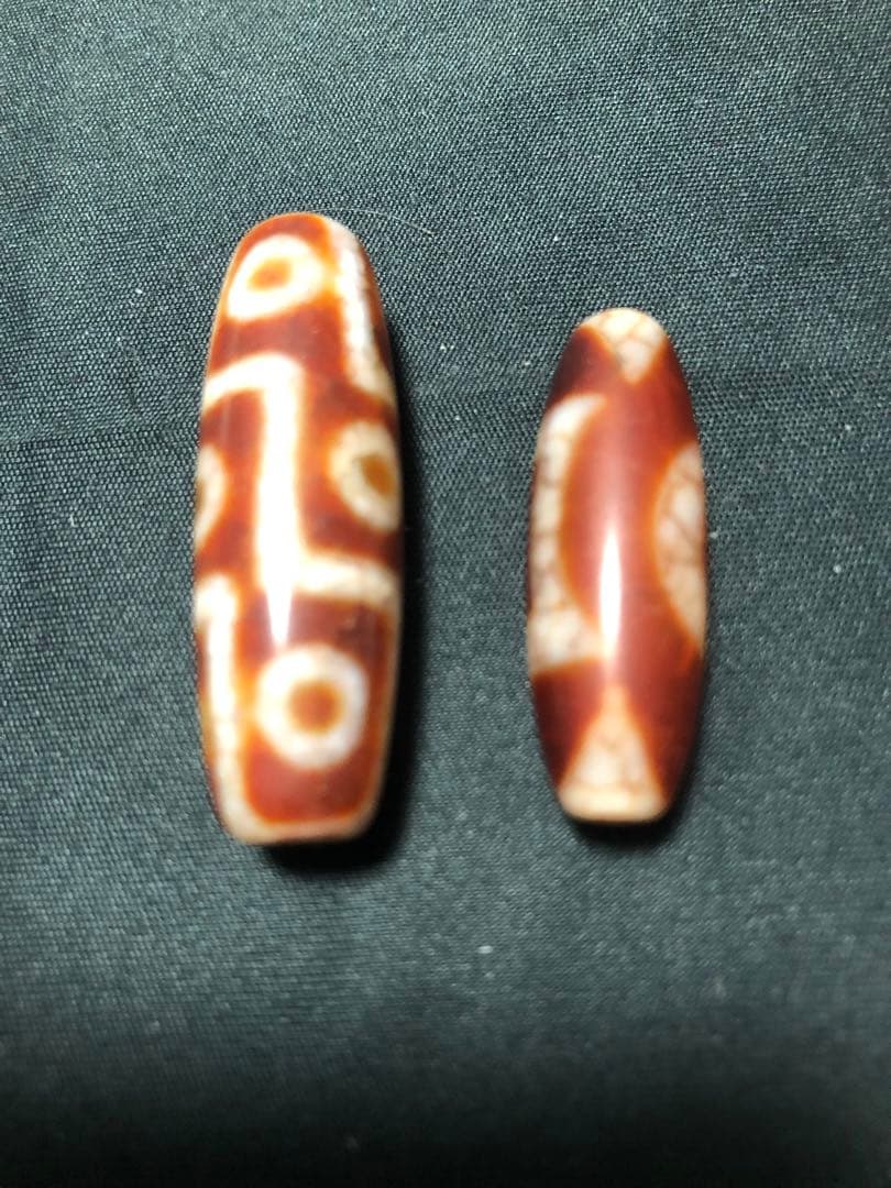 西蔵老礦九眼天珠、虎牙天地天珠セット