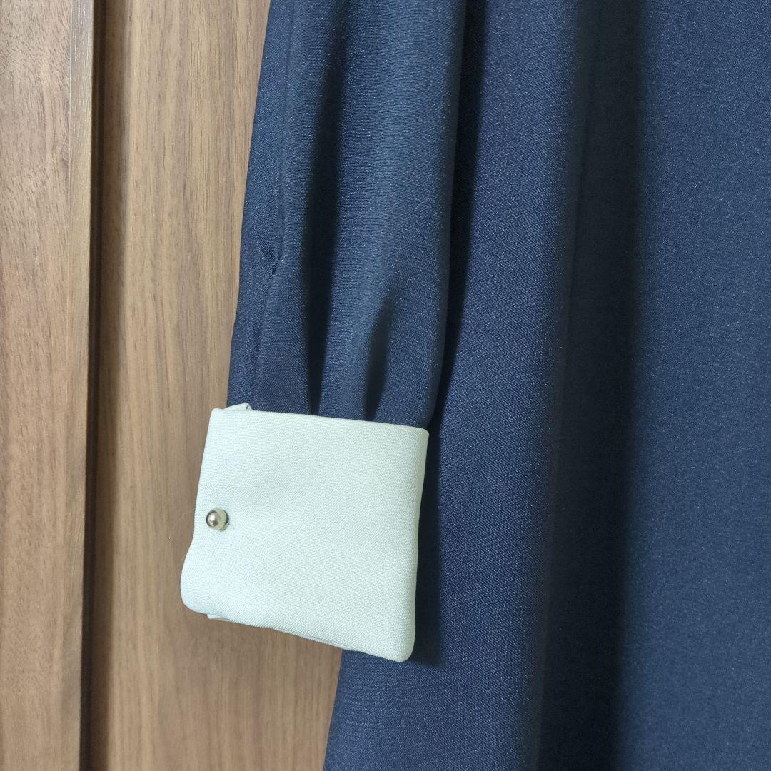 ネイビー 　 カフス付きワンピース