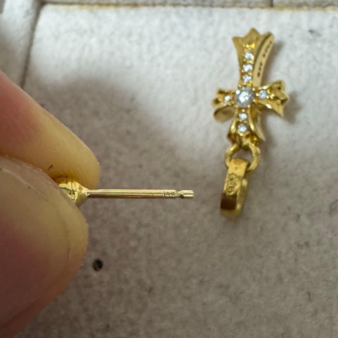 ま*ー様 Chrome Hearts クロスボールミニ ピアス 22金　インボイ