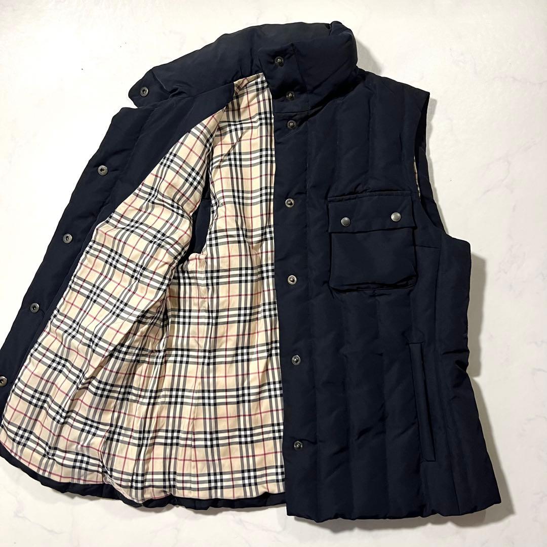 バーバリーロンドン ダウンベスト ノバチェック ブラック 黒 38 M
