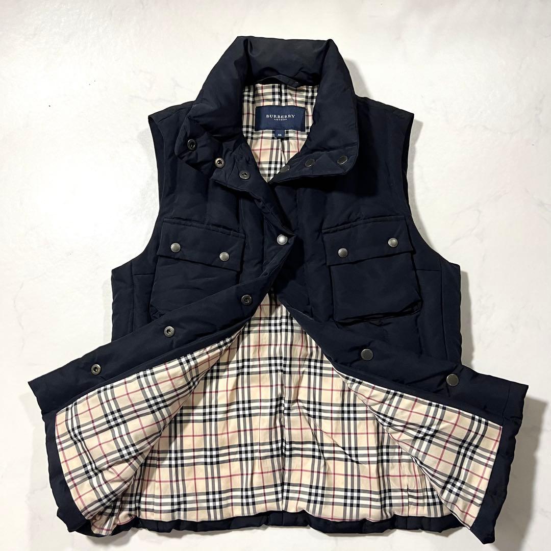 バーバリーロンドン ダウンベスト ノバチェック ブラック 黒 38 M