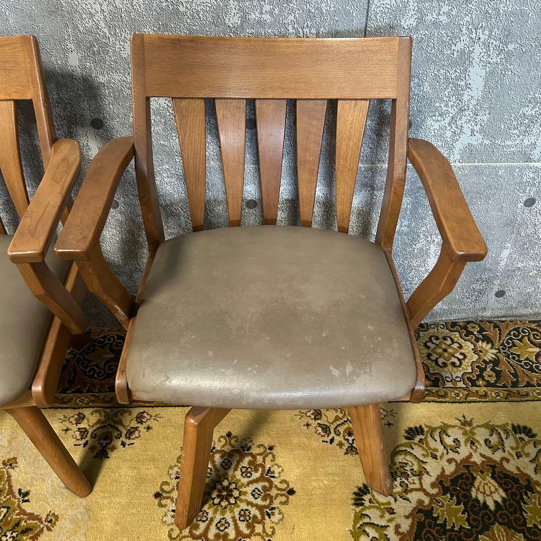 ꧁ダイニチ 大日家具工業꧂回転式ダイニングチェア4脚 アーム 食卓椅子