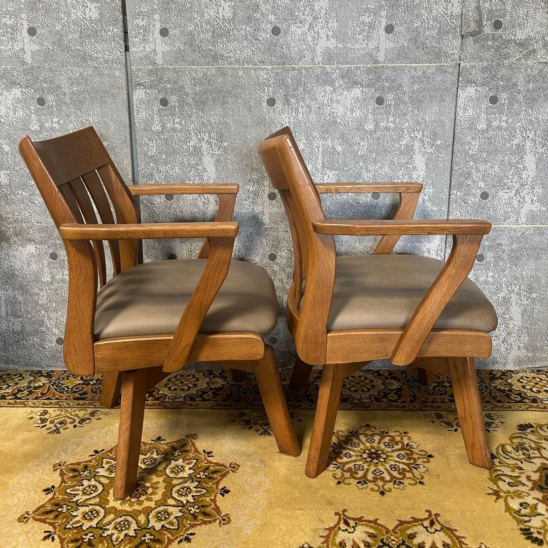 ꧁ダイニチ 大日家具工業꧂回転式ダイニングチェア4脚 アーム 食卓椅子