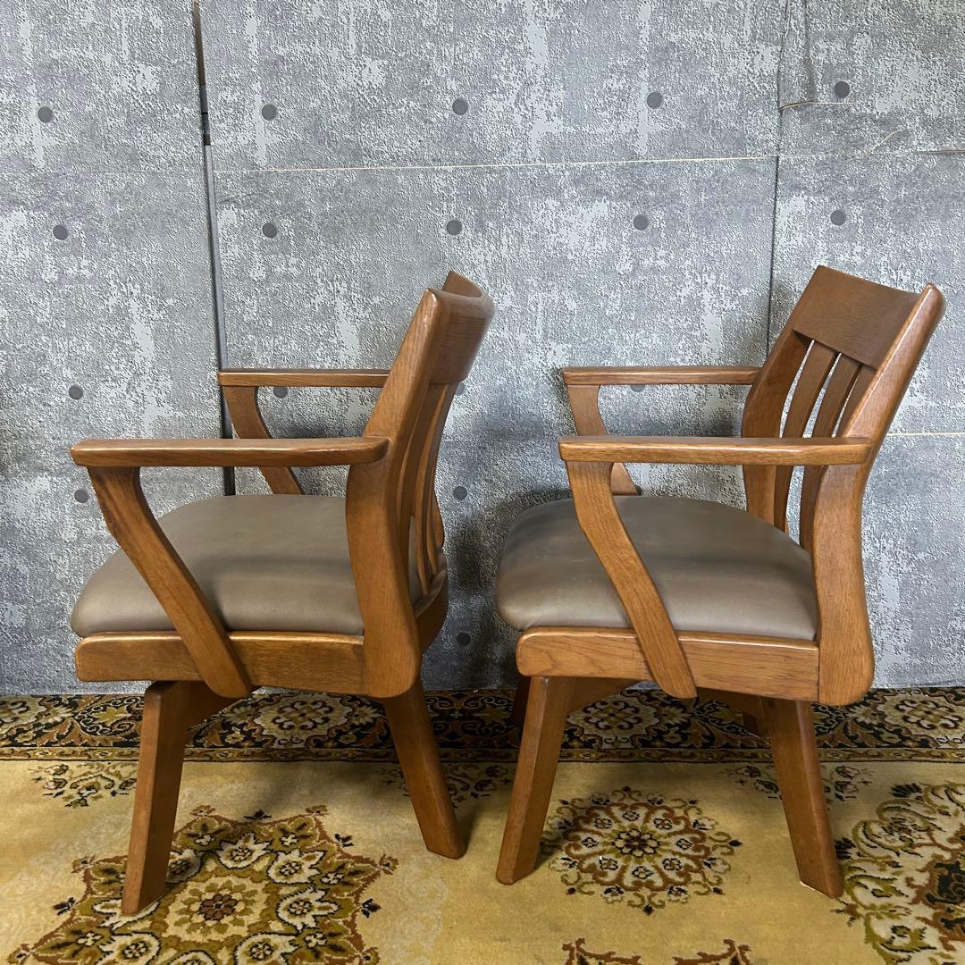 ꧁ダイニチ 大日家具工業꧂回転式ダイニングチェア4脚 アーム 食卓椅子