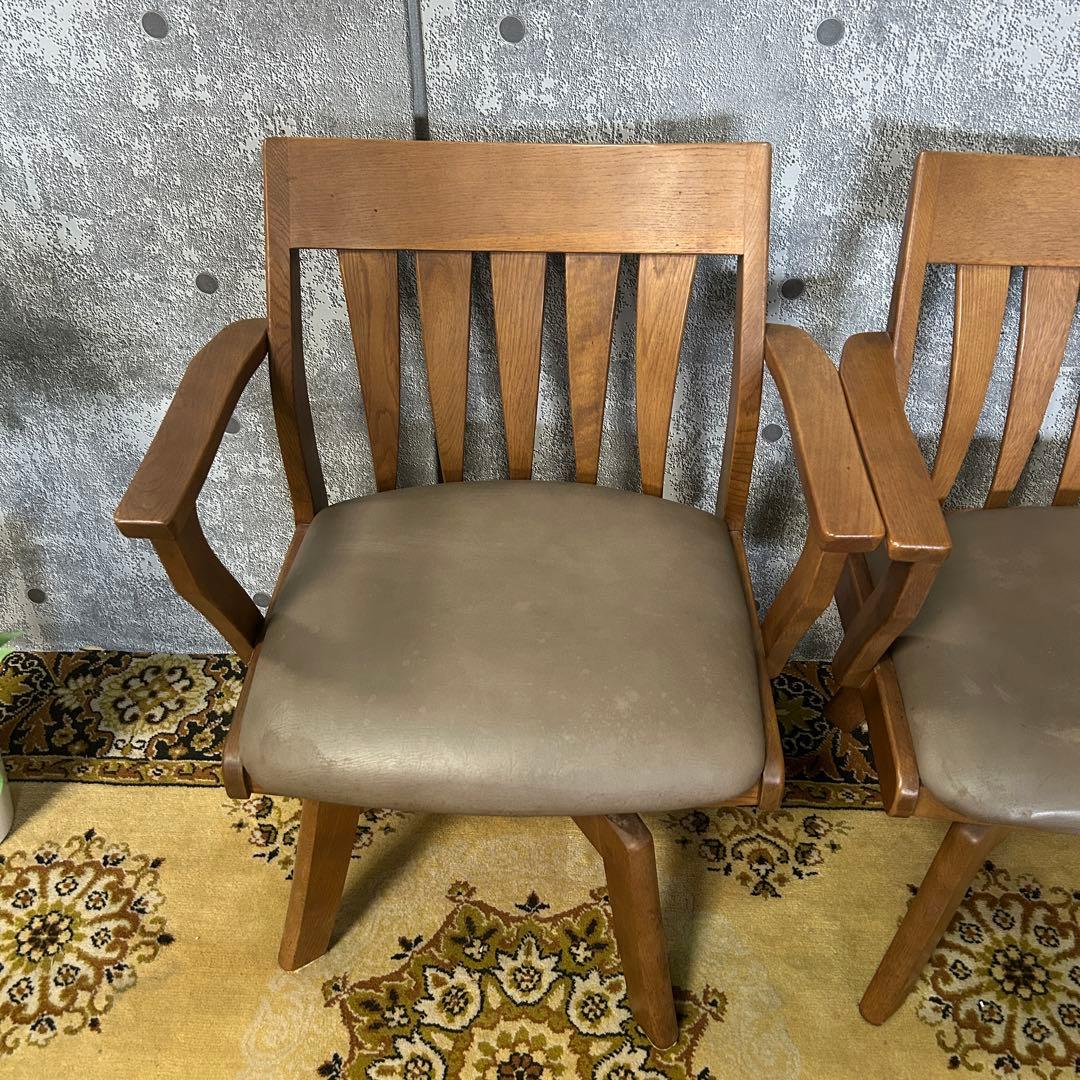 ꧁ダイニチ 大日家具工業꧂回転式ダイニングチェア4脚 アーム 食卓椅子