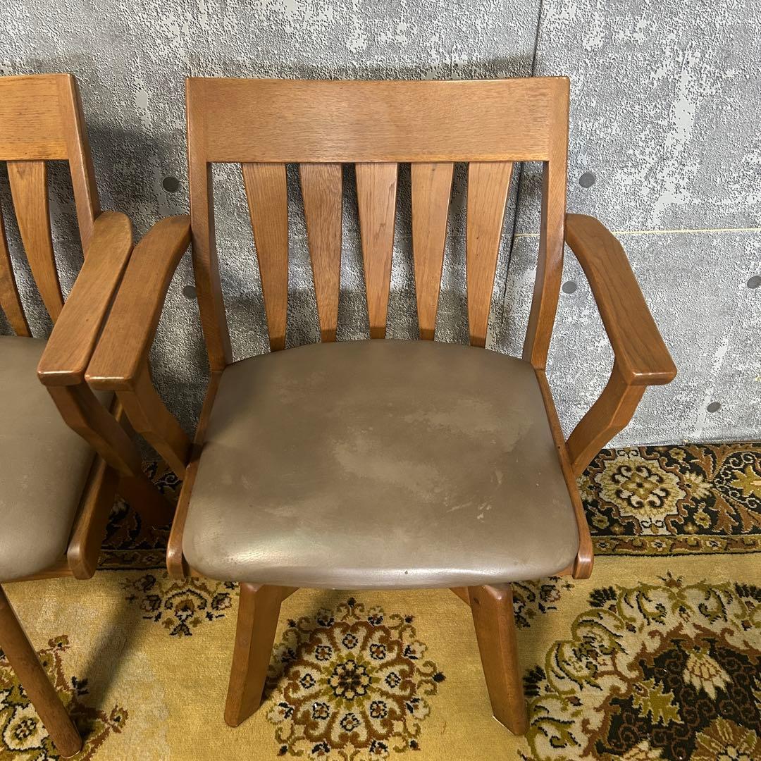 ꧁ダイニチ 大日家具工業꧂回転式ダイニングチェア4脚 アーム 食卓椅子