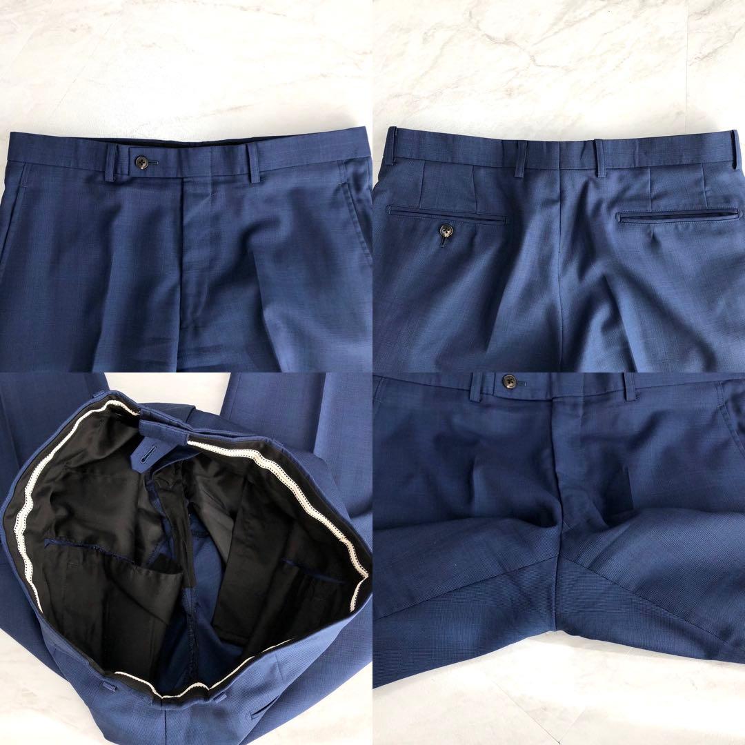 美品✨CANONICO生地 オーダーメイドスーツ 裏地ペイズリー柄 ネイビー系