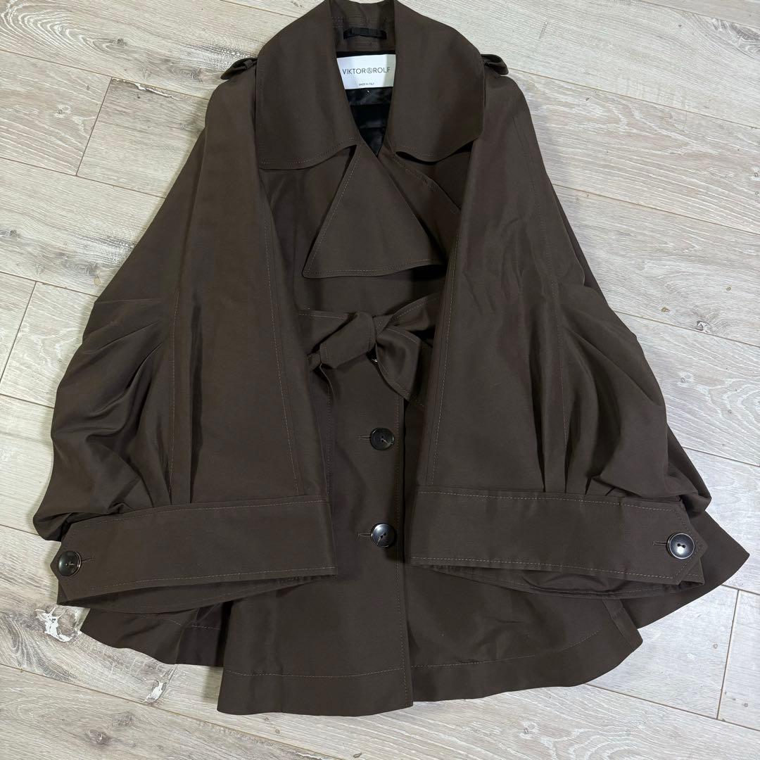 VIKTOR & ROLF ブラウン トレンチコート シルク絹 バルーン フレア