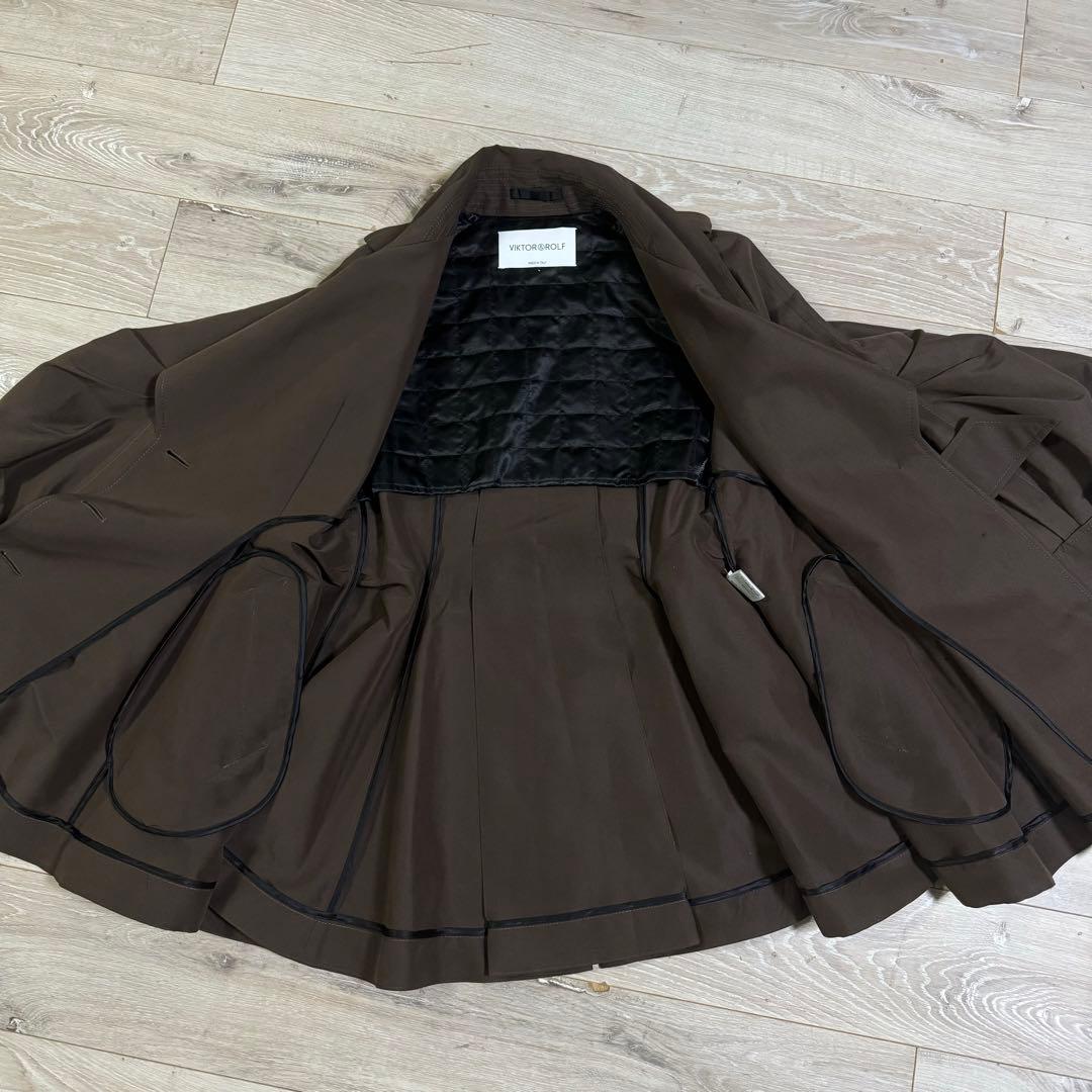 VIKTOR & ROLF ブラウン トレンチコート シルク絹 バルーン フレア