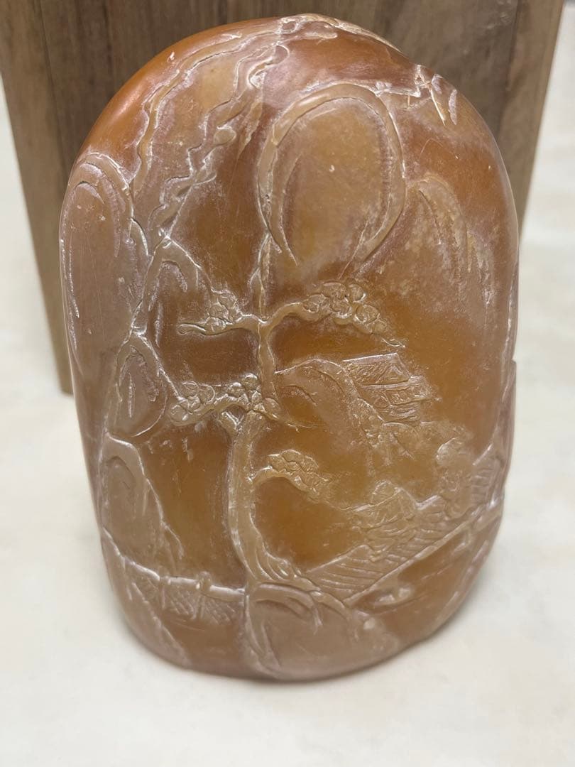 中国古玩 寿山石 寿山連江黄凍石 浮彫印材