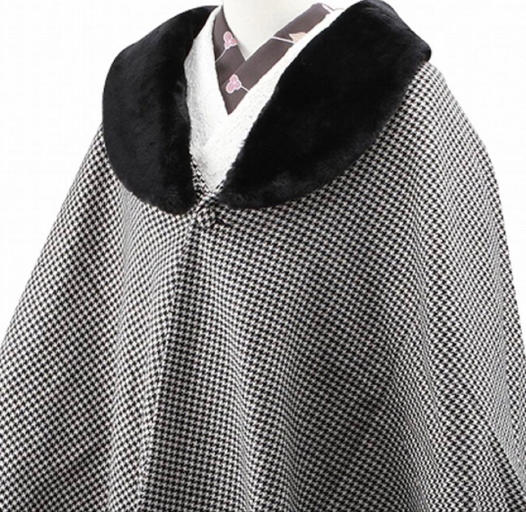 ヒロミチナカノ ファー　ケープ　コート　ポンチョ　着物　千鳥　ドット　オシャレ