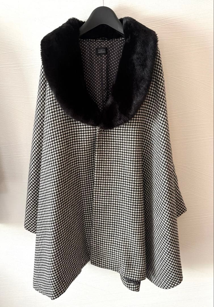 ヒロミチナカノ ファー　ケープ　コート　ポンチョ　着物　千鳥　ドット　オシャレ