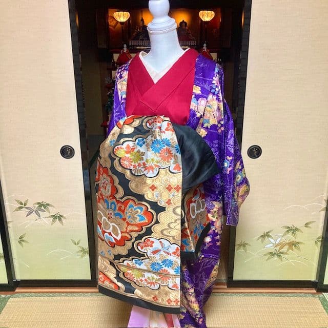 竜宮舞をんな 花魁 俎板帯『黒地雲取吉祥鳳凰華紋帯』