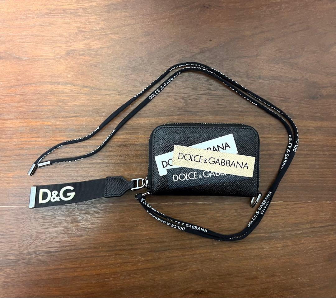 DOLCE&GABBANA ストラップ付き レザー ミニ ウォレット 財布