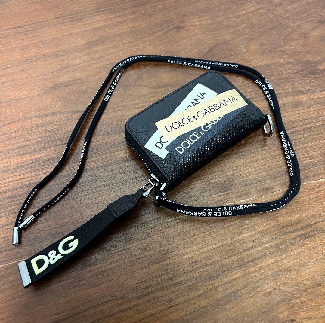 DOLCE&GABBANA ストラップ付き レザー ミニ ウォレット 財布