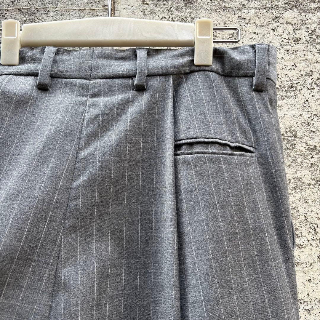 URU ウル 1TUCK PANTS グレー ワイド スラックス ストライプ
