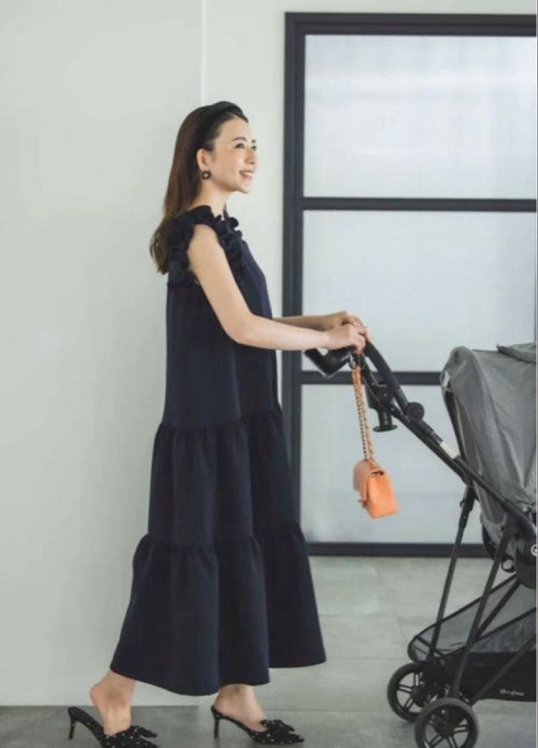 【bitnabi】ビンナビ　par-langドレス　ネイビー　授乳服　ワンピース