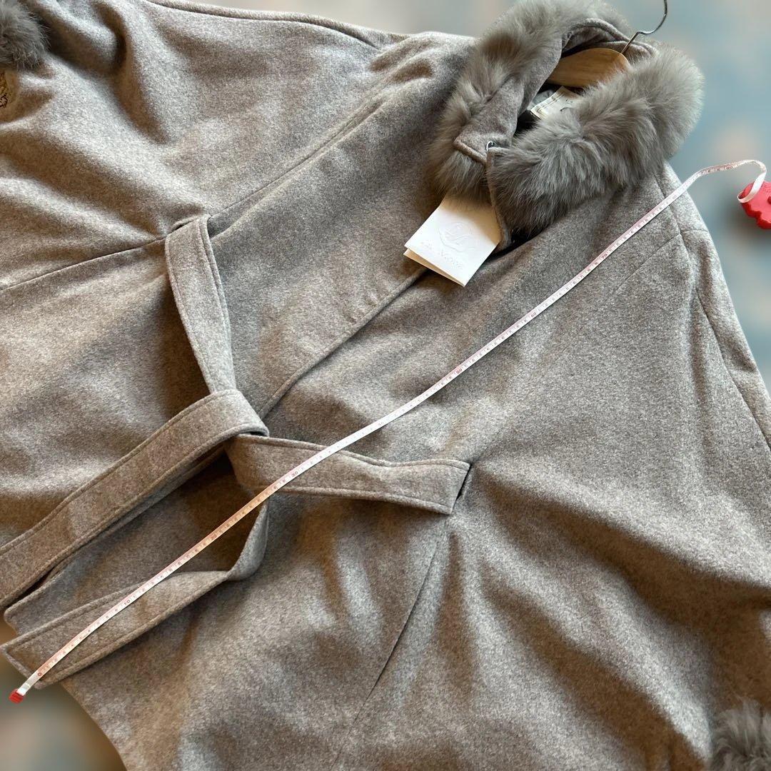 未使用品　LA MODE ラモード　ポンチョ　マント　リアルファー　大きいサイズ