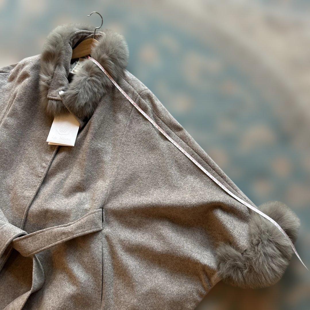 未使用品　LA MODE ラモード　ポンチョ　マント　リアルファー　大きいサイズ