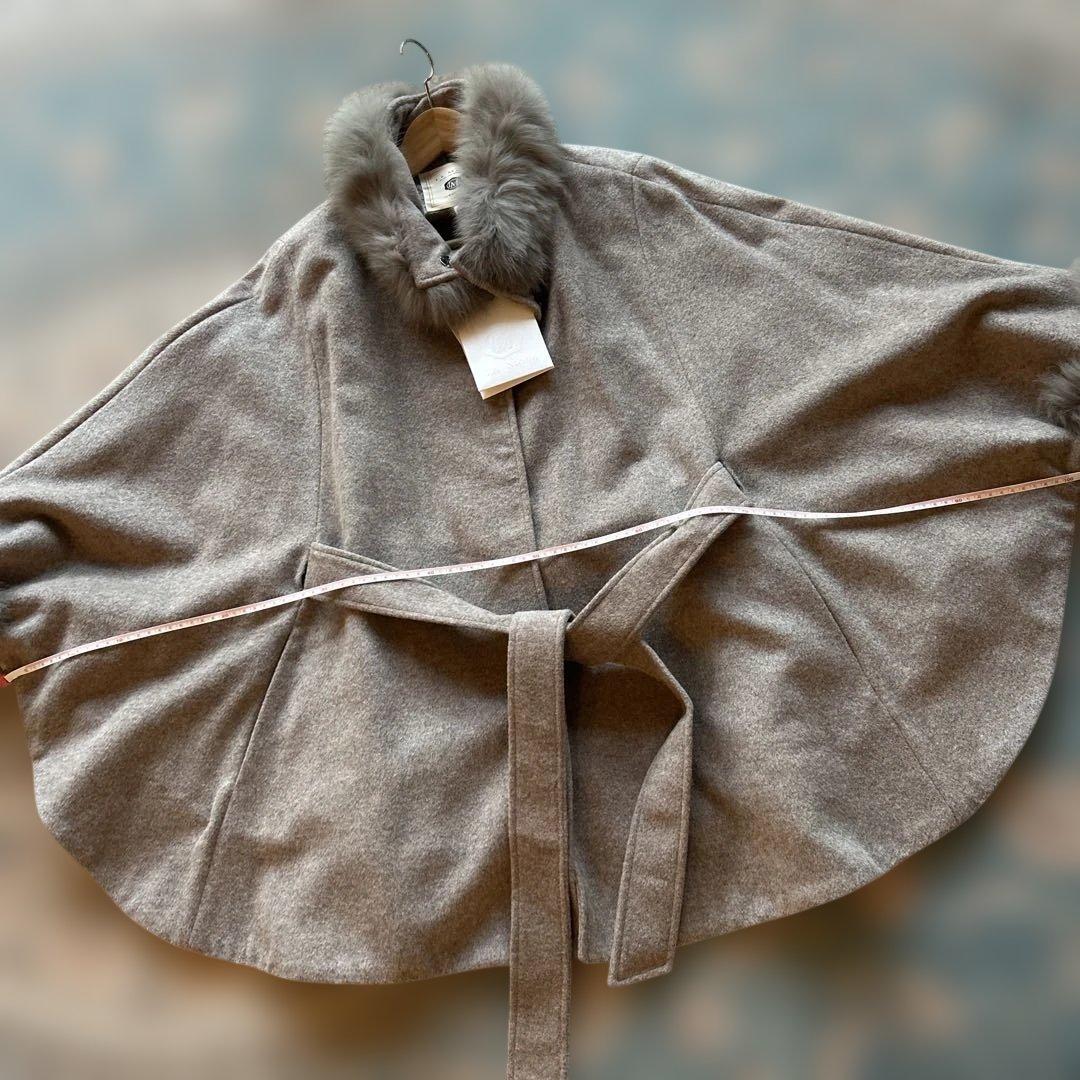 未使用品　LA MODE ラモード　ポンチョ　マント　リアルファー　大きいサイズ