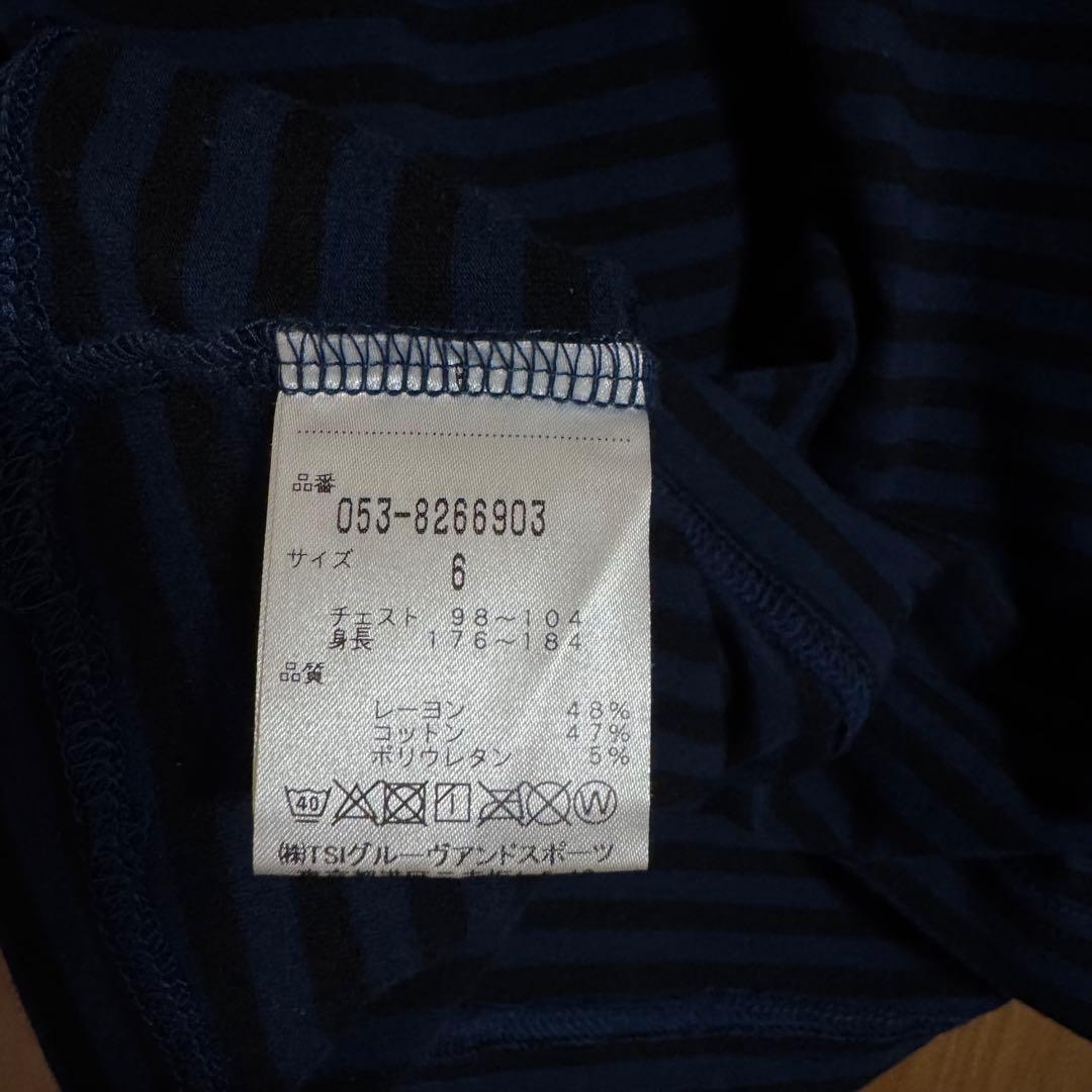 パーリーゲイツ ハイネック 長袖 L ボーダー　ネイビーブラック