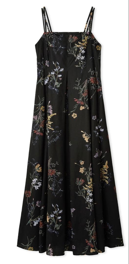 FRAY I.D ボタニカルプリントキャミソールワンピース　ブラック