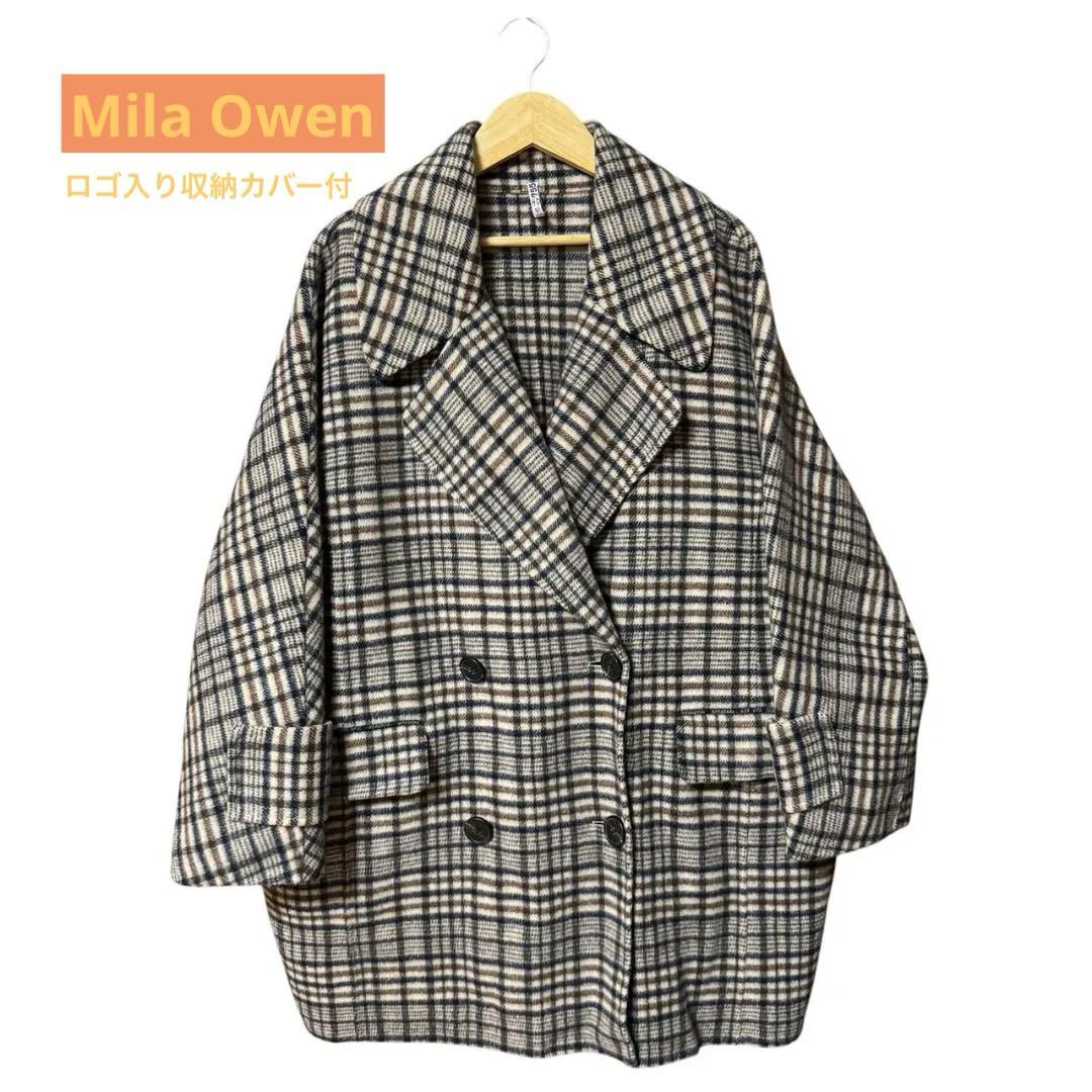 フラップポケットハーフ丈コクーン接結コート　美品✨