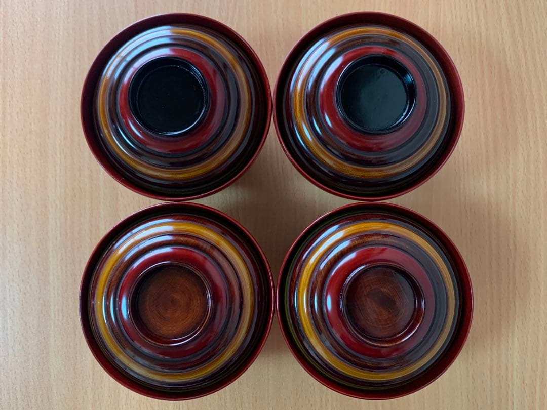 独楽塗 こま塗り 漆器 お椀 蓋付き 4個セット
