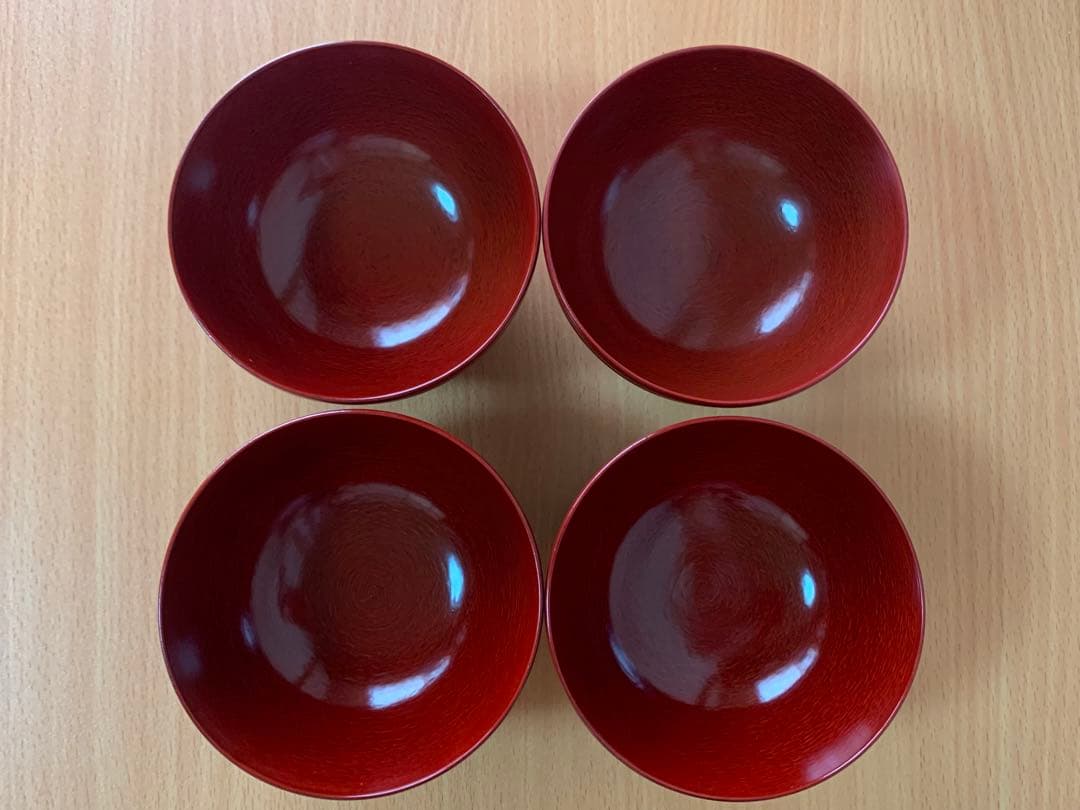 独楽塗 こま塗り 漆器 お椀 蓋付き 4個セット