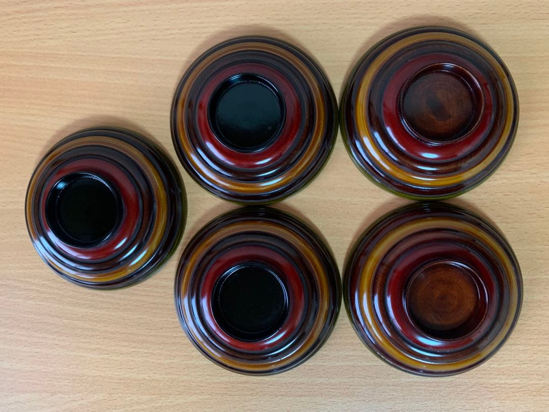 独楽塗 こま塗り 漆器 お椀 蓋付き 4個セット