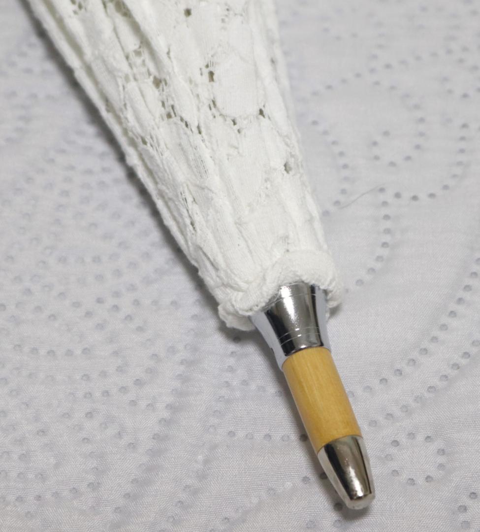 27,500円新品【長傘 日傘】綿100％ 繊細フラワー総レース かわず張り 白