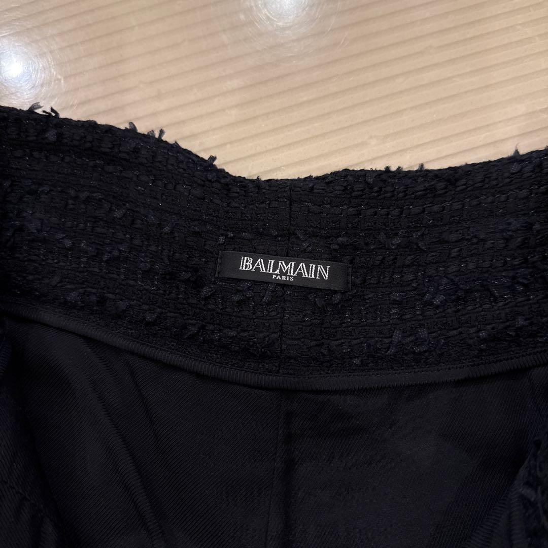【美品】BALMAIN(バルマン)ツイード ハイウェスト ショートパンツ 34