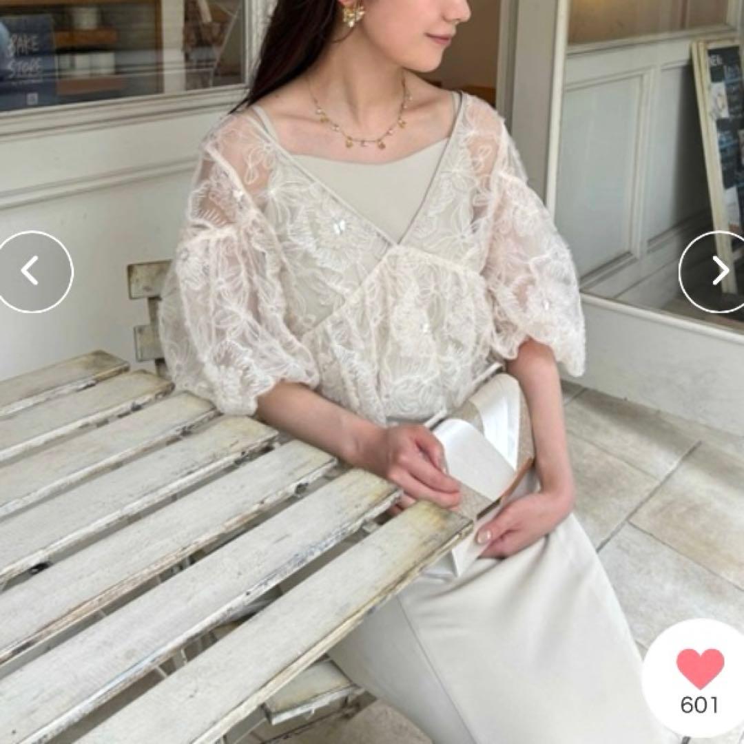 新作✨新品 ドリードール フラッフィーフラワーセットドレス 結婚式 ベージュ M