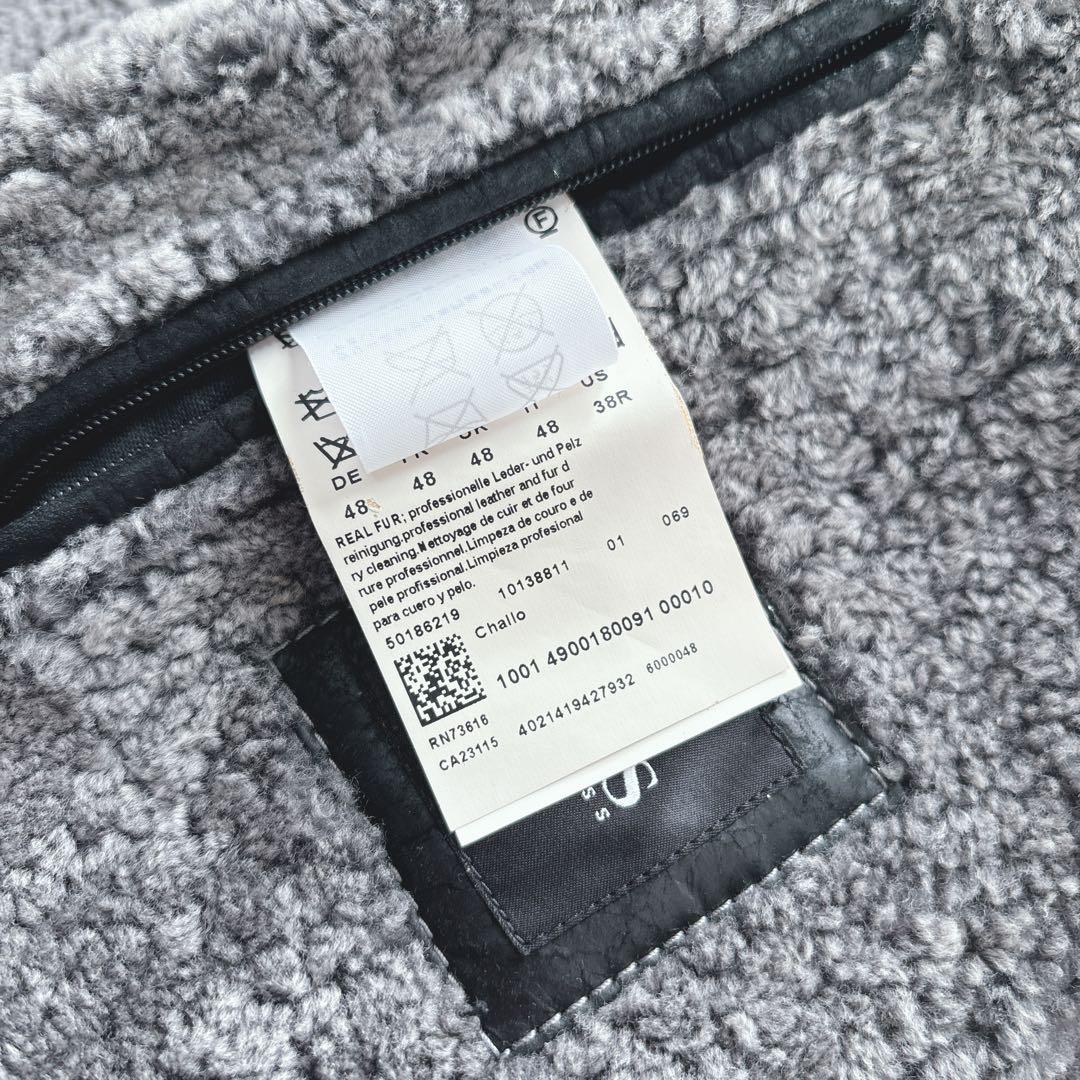【美品】ヒューゴボス　ムートンジャケット　ラムレザー　グレー　ブルゾン　本革