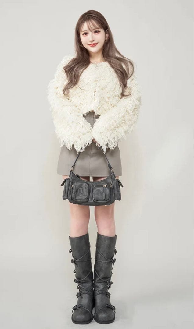 Darichカラーループニットカーディガン （アイボリー）