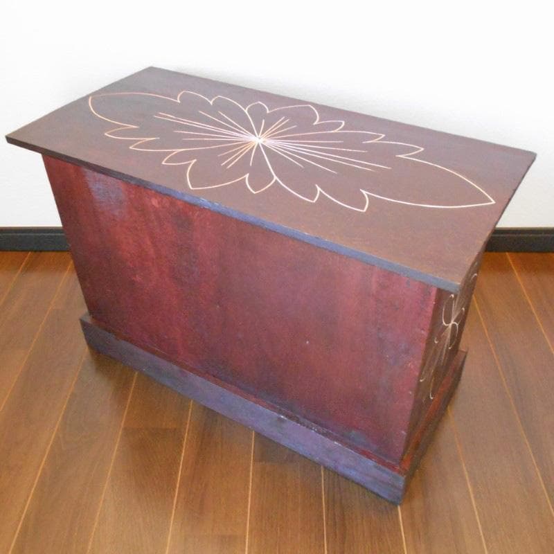 花柄模様 チェスト アジアン家具 バリ家具 収納家具 完成品家具 アンティーク風
