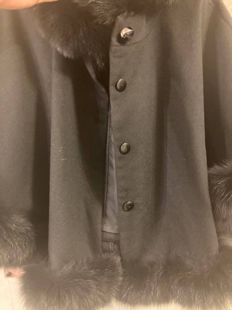 バルマン ポンチョコート 羽織 ファー カシミヤ フォックス