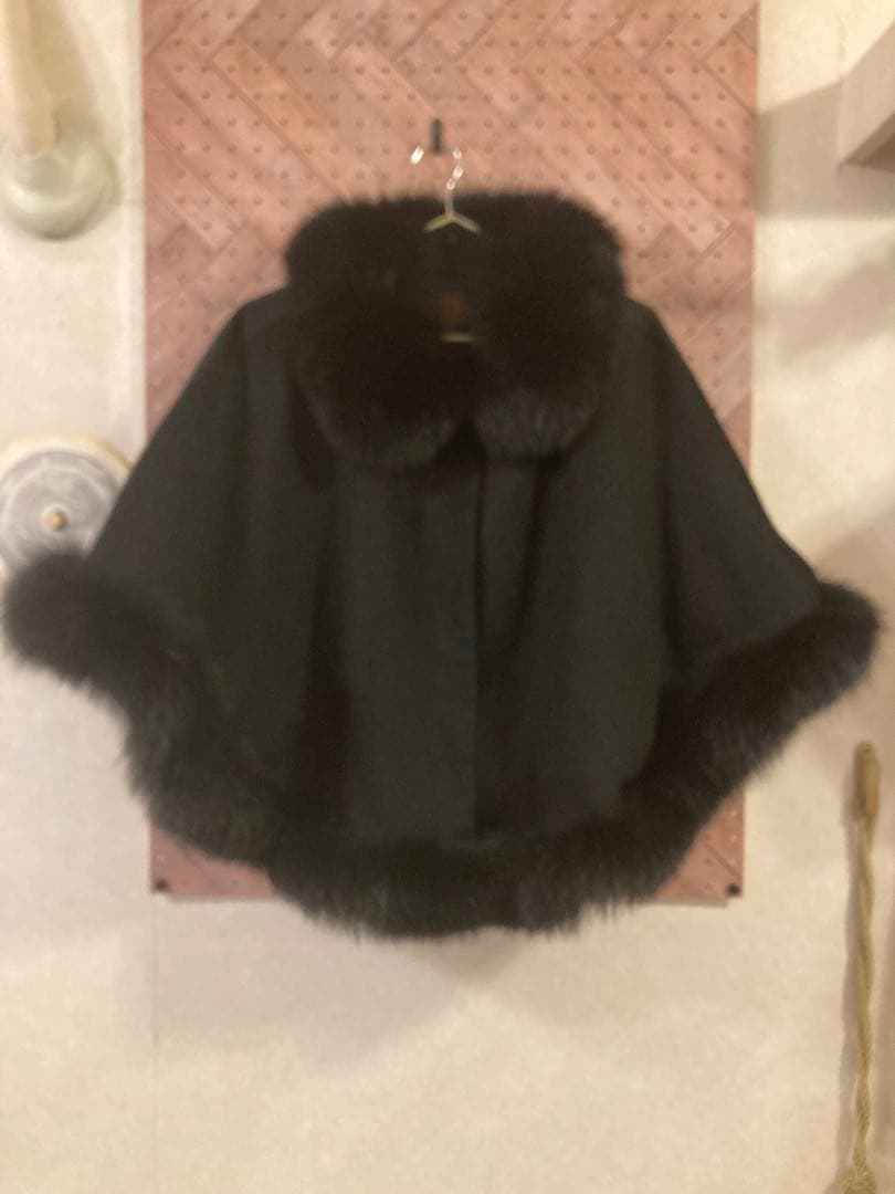 バルマン ポンチョコート 羽織 ファー カシミヤ フォックス