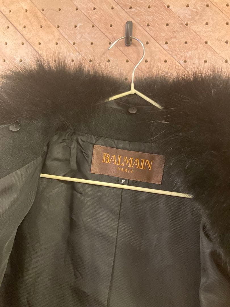 バルマン ポンチョコート 羽織 ファー カシミヤ フォックス