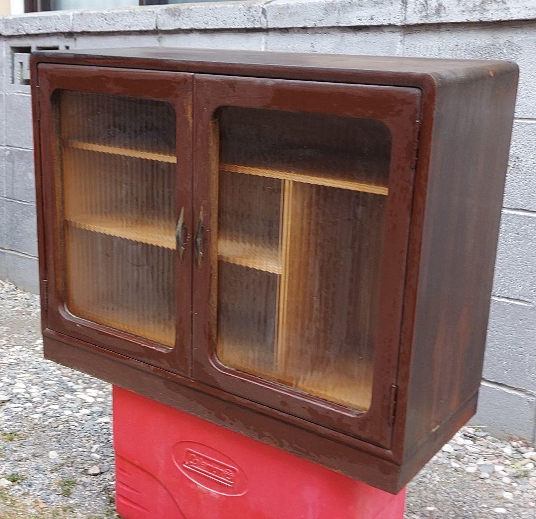 昭和レトロ 木製食器棚 ガラス扉 アンティーク