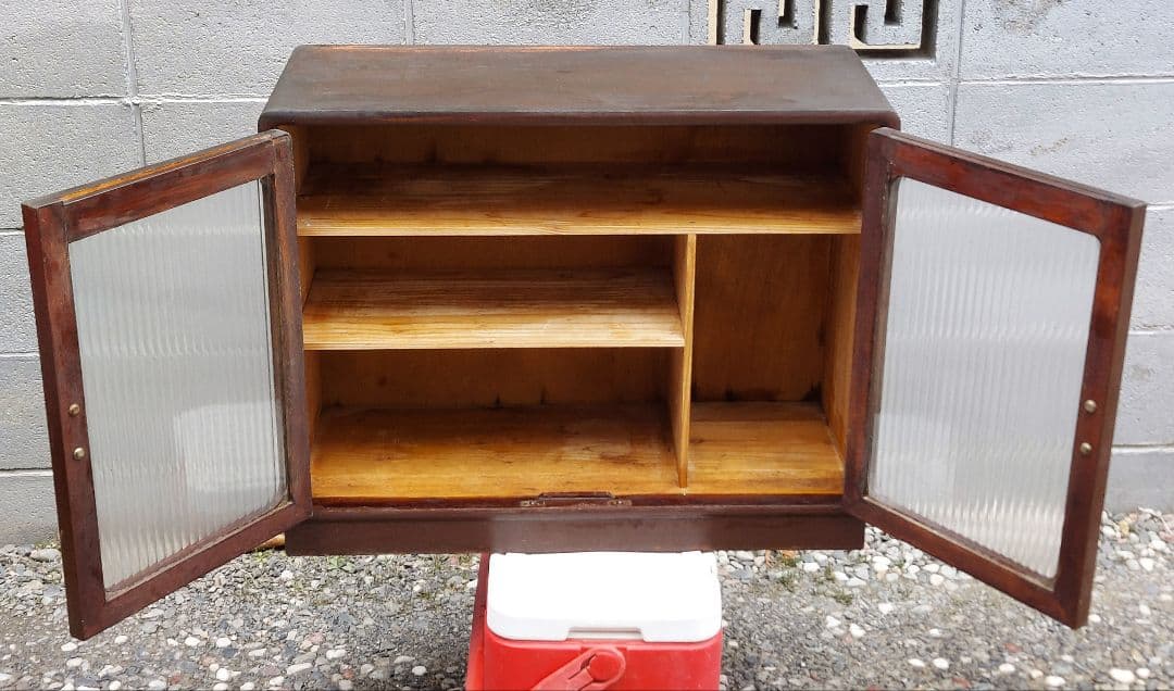 昭和レトロ 木製食器棚 ガラス扉 アンティーク