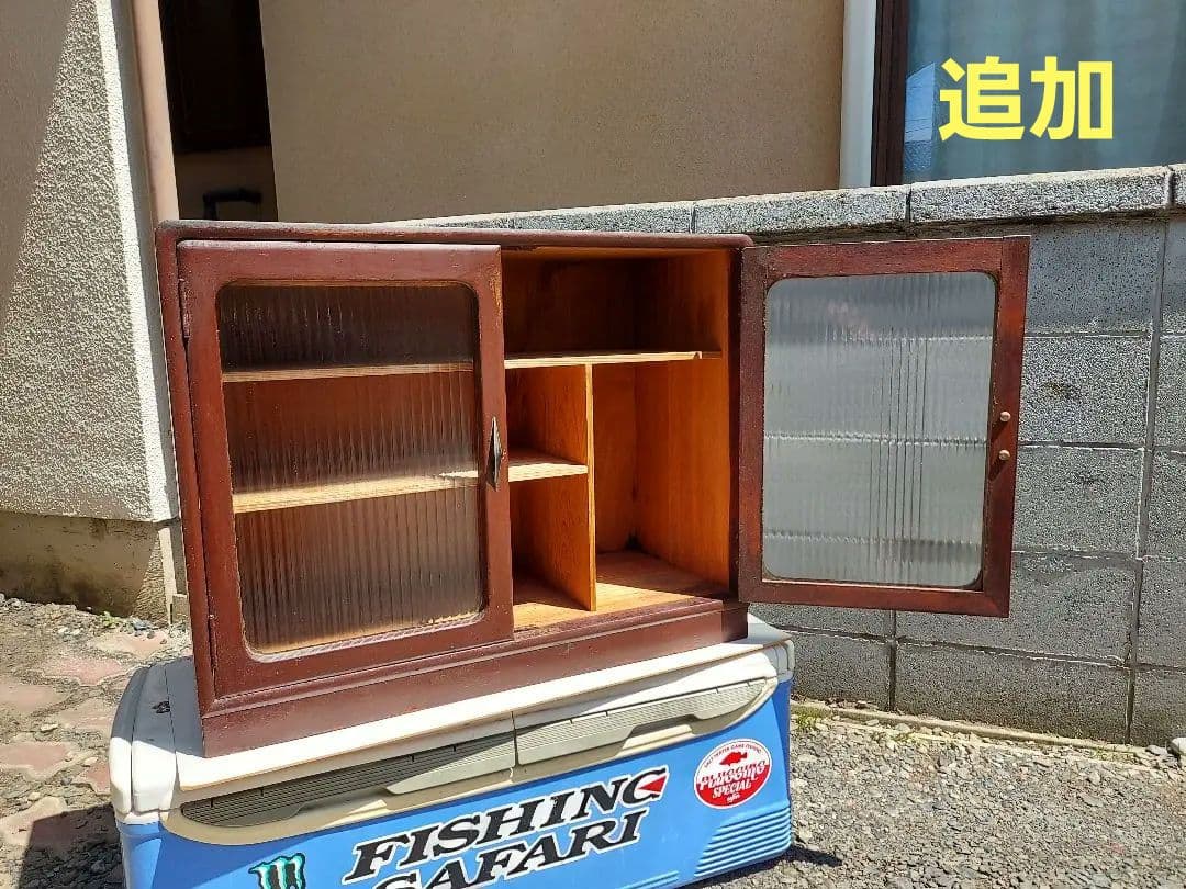 昭和レトロ 木製食器棚 ガラス扉 アンティーク