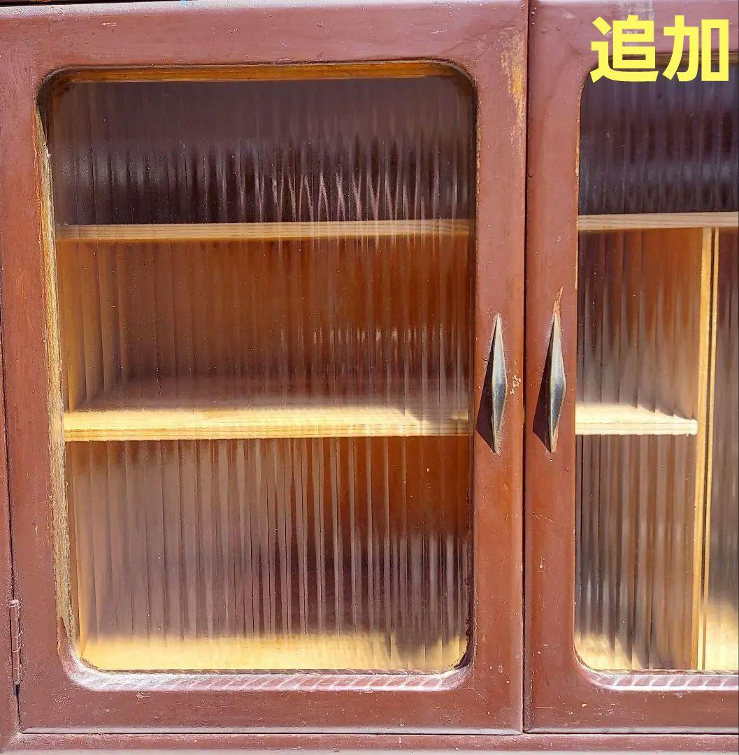 昭和レトロ 木製食器棚 ガラス扉 アンティーク