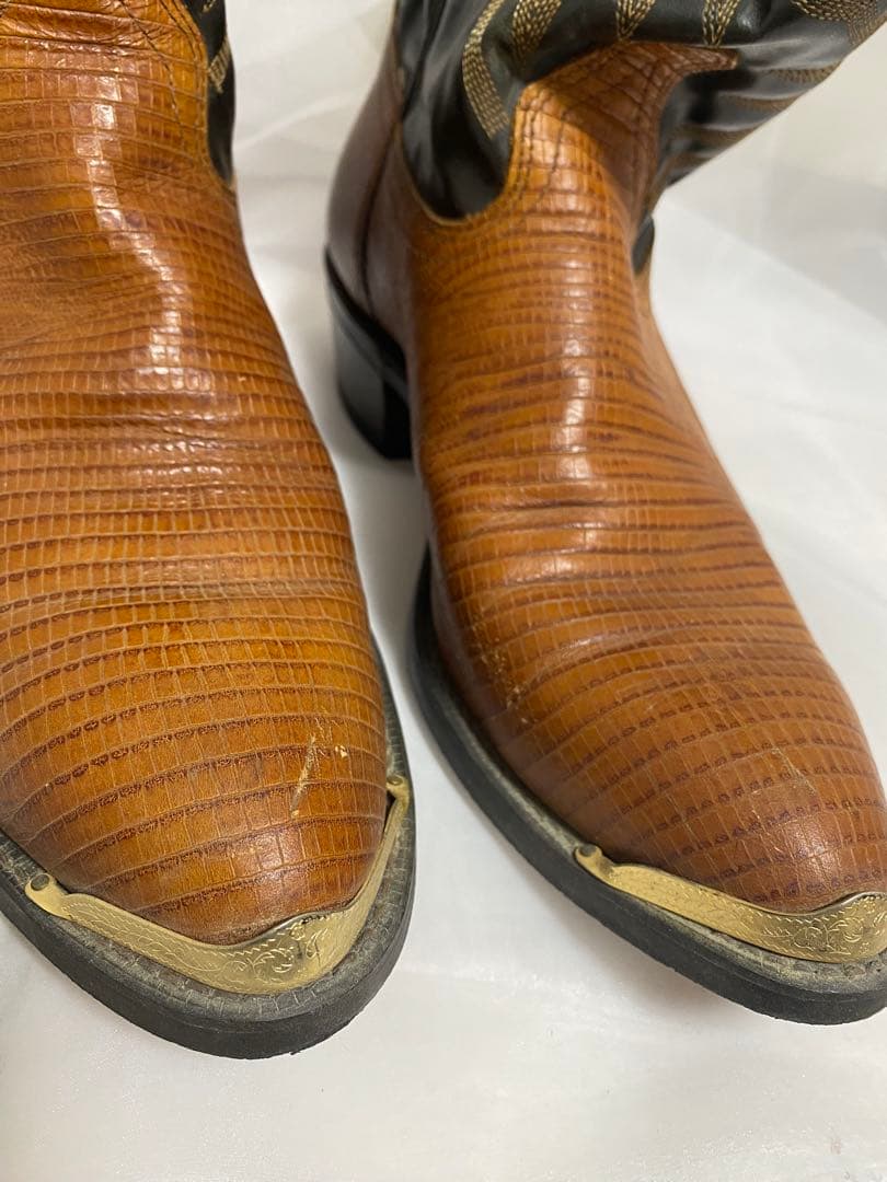 【希少】TEXAS 本革 リザード型押し ウエスタンブーツ 91/2EE