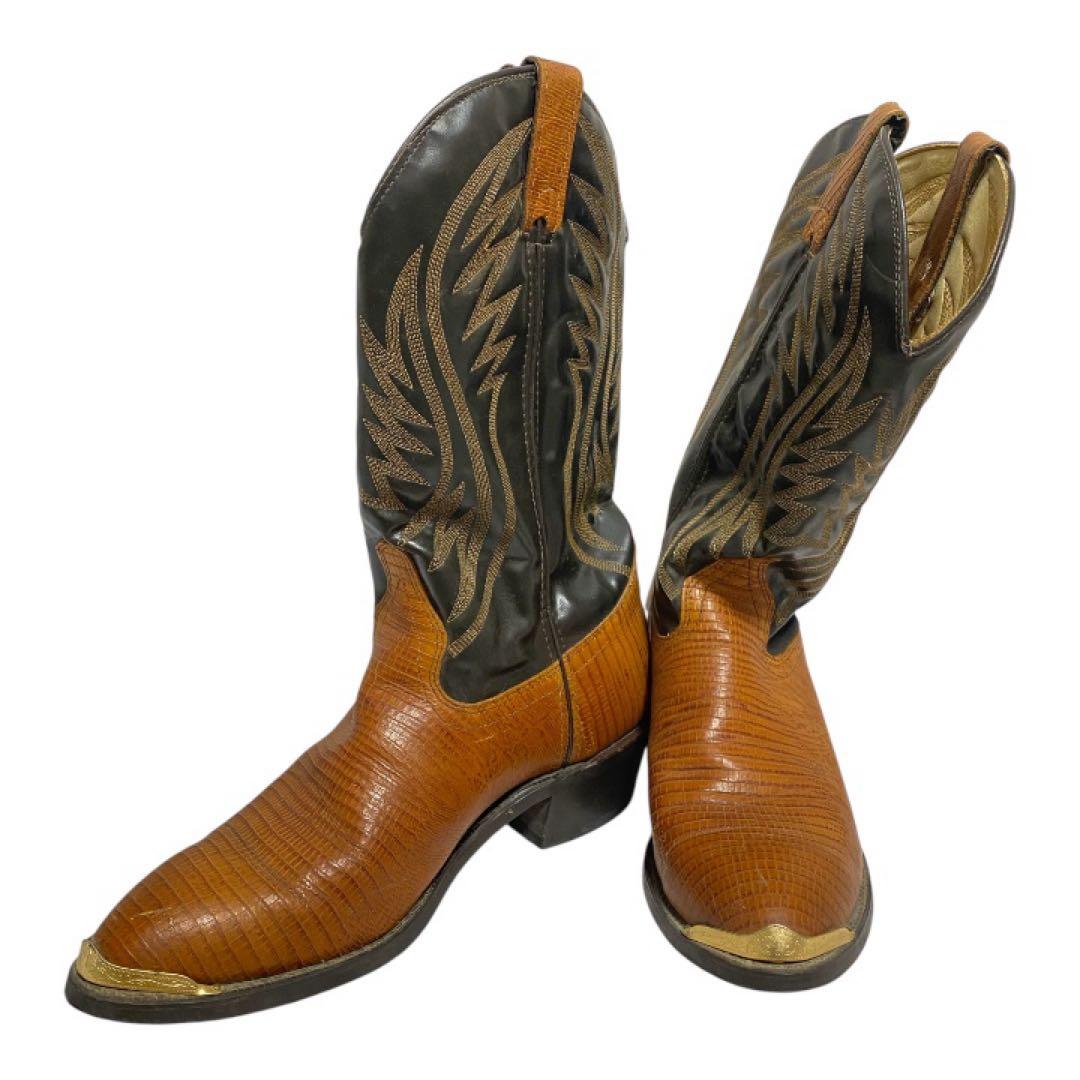 【希少】TEXAS 本革 リザード型押し ウエスタンブーツ 91/2EE